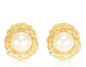 Pearl Stud Earrings for Women, Faux Large Gold Pearl Earrings Studs, Dainty White Big Pearl Earrings Pearl Statement Earrings Gold Studs
