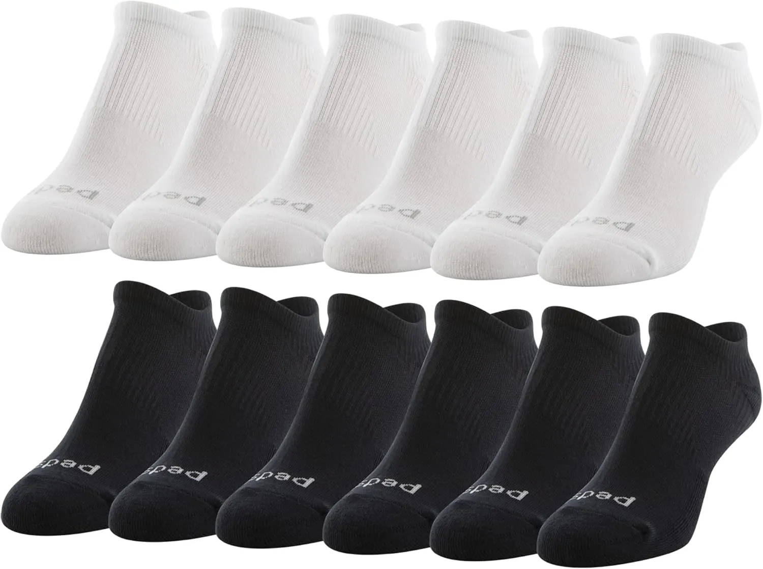 Peds Women's Moisture Wicking Low Cut Socks With X-wrap Arch Support, White/Black (12-Pairs), Shoe Size: 5-10