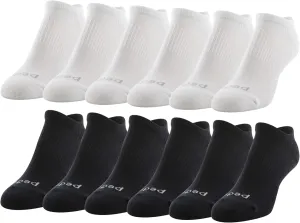 Peds Women's Moisture Wicking Low Cut Socks With X-wrap Arch Support, White/Black (12-Pairs), Shoe Size: 5-10