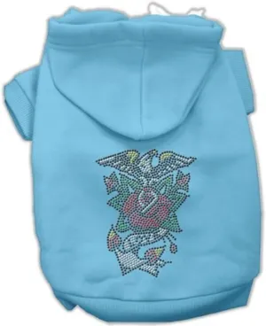 Pet, Dog & Cat Hoodie Nailhead Rhinestone, "Eagle Rose" Baby Blue 2XL (20-25 lbs.)