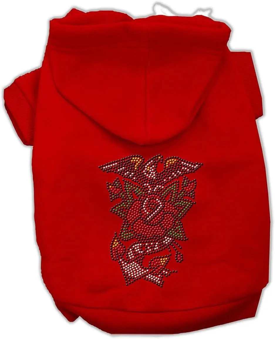 Pet, Dog & Cat Hoodie Nailhead Rhinestone, "Eagle Rose" Cream XS (0-3 lbs.)