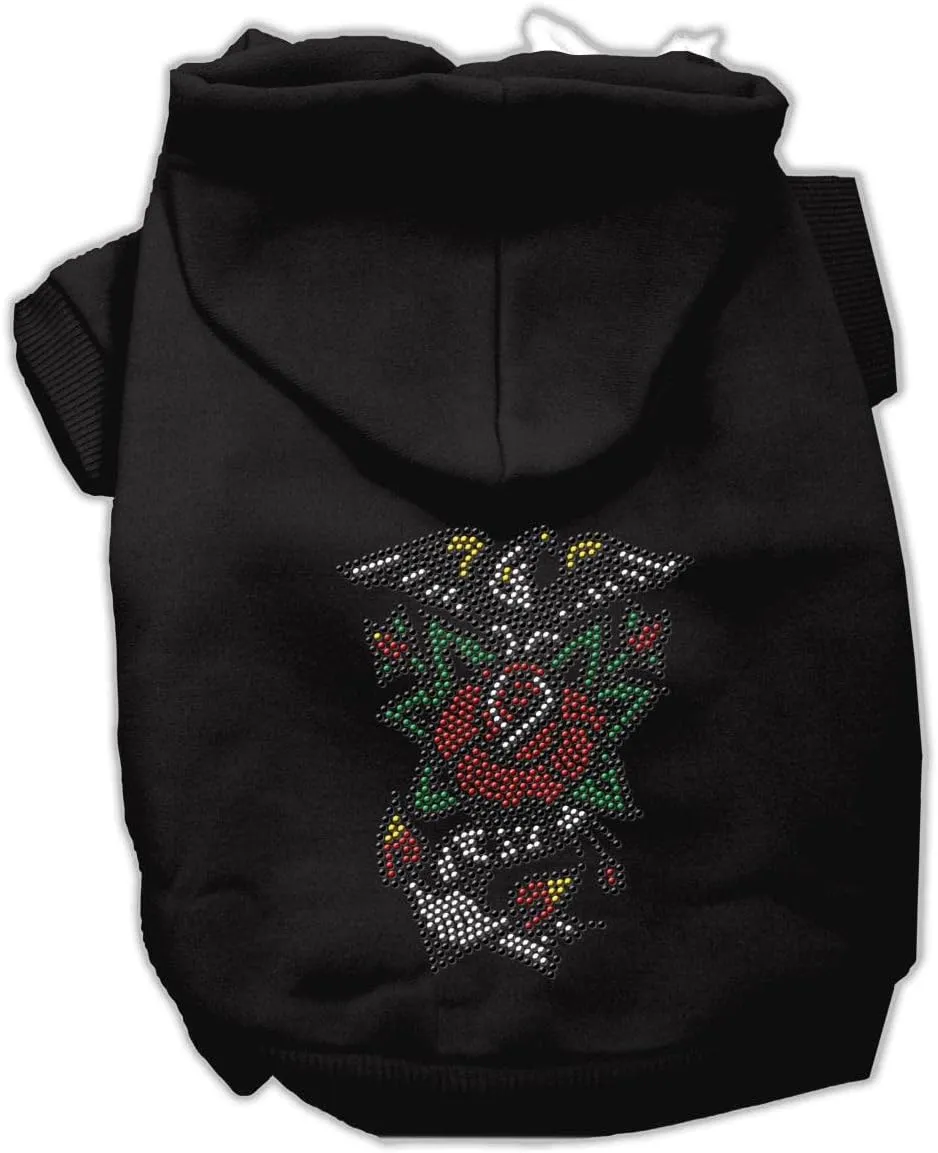 Pet, Dog & Cat Hoodie Nailhead Rhinestone, "Eagle Rose" Cream XS (0-3 lbs.)