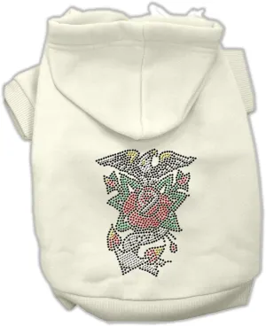 Pet, Dog & Cat Hoodie Nailhead Rhinestone, "Eagle Rose" Cream XS (0-3 lbs.)