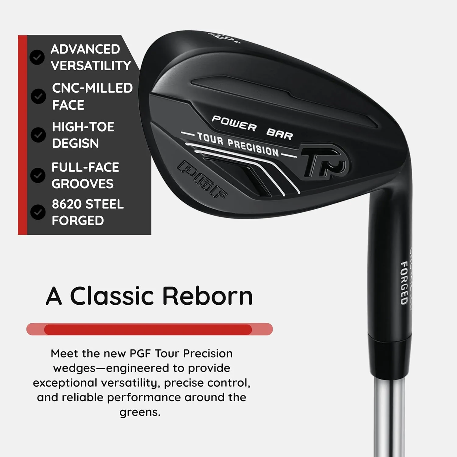 PGF Gold TP Full Face Milled Forged High-Toe Golf Sand Wedge Set for Men