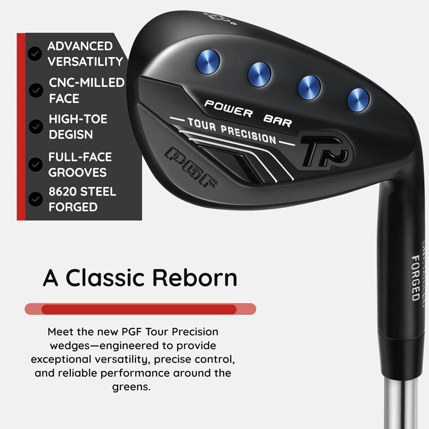PGF Gold TP Full Face Milled Forged High-Toe Golf Sand Wedge Set for Men