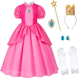 Pink Princess Dress for Girls - Princess Costume for Little Girls Dress Up with Accessories