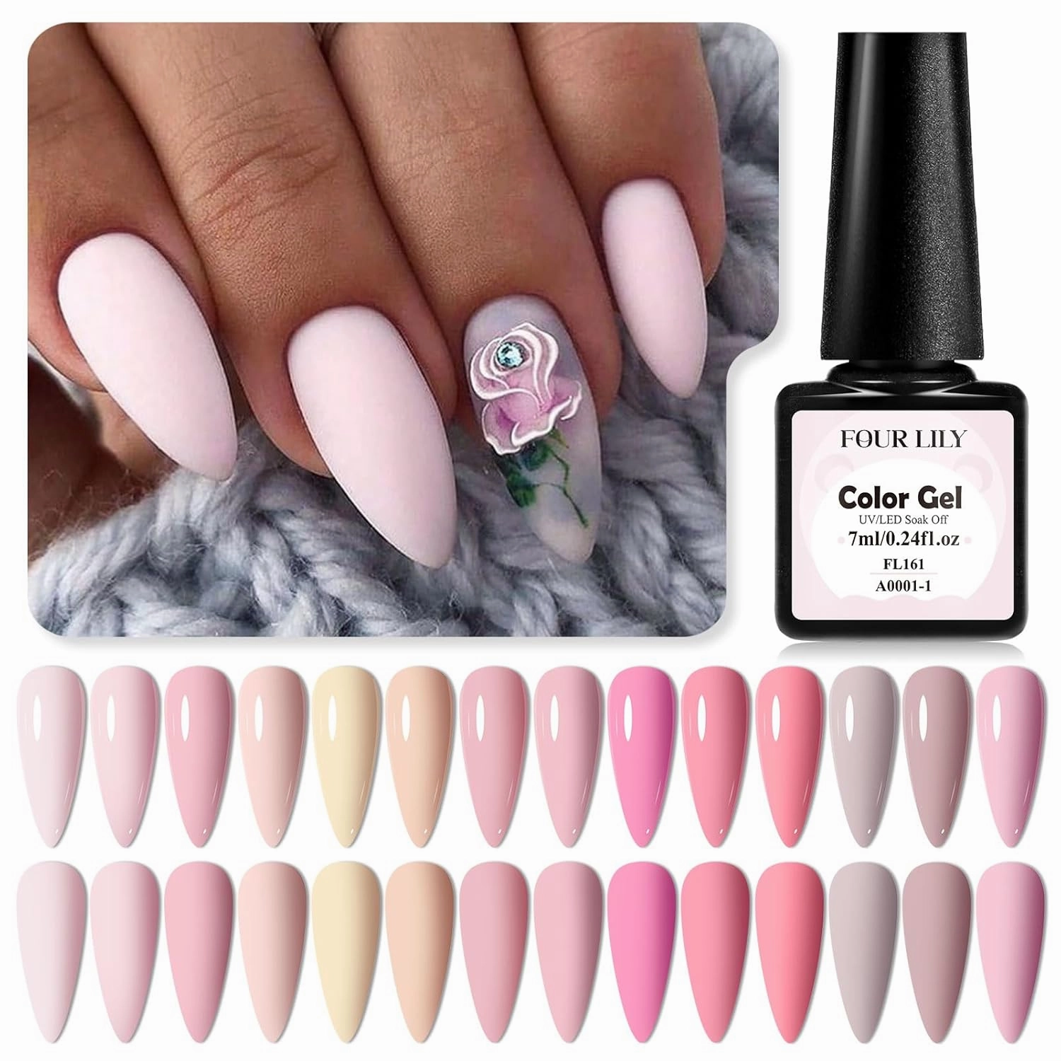 Pink Gel Nail Polish Set - 14 Colors Light Soft Pink Gel Polish Set Nude Pink Neutral Pink Nail Polish Barely Pink Skin Tones Soak Off LED Starter Kit Popular Nail Art DIY Manicure Gifts