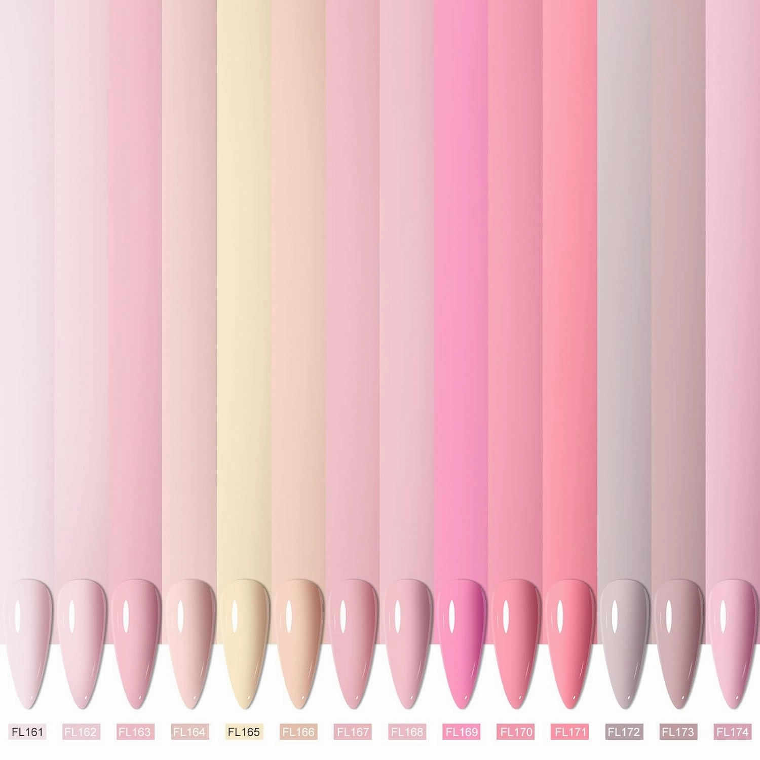 Pink Gel Nail Polish Set - 14 Colors Light Soft Pink Gel Polish Set Nude Pink Neutral Pink Nail Polish Barely Pink Skin Tones Soak Off LED Starter Kit Popular Nail Art DIY Manicure Gifts
