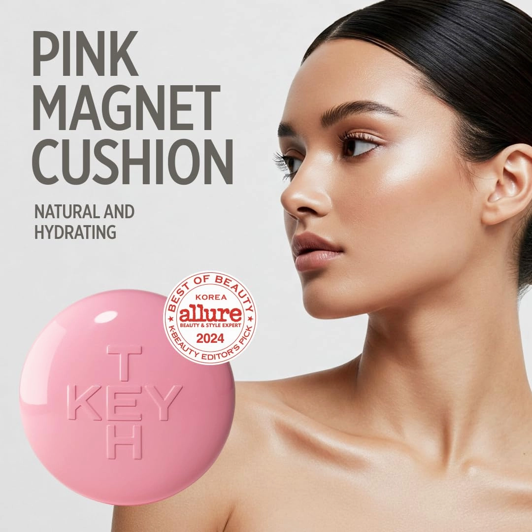 PINK MAGNET CUSHION #03 PURE BEIGE (15G, 0.52 OZ.) / Magnetic Adherence, Dewy Radiance, 77% moisture essence, Glow Film Complex, Skin Film Polymer