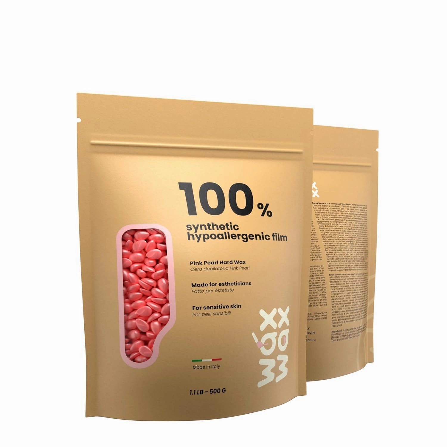 Pink Pearl Hard Wax Beads | Brazilian & Bikini Wax for Ultra Sensitive Skin | Rosin-Free, Hypoallergenic, Strip-Free, Low Melting, Cruelty-Free, Eco-Friendly Waxing Beads | Made In Italy-1.1lb