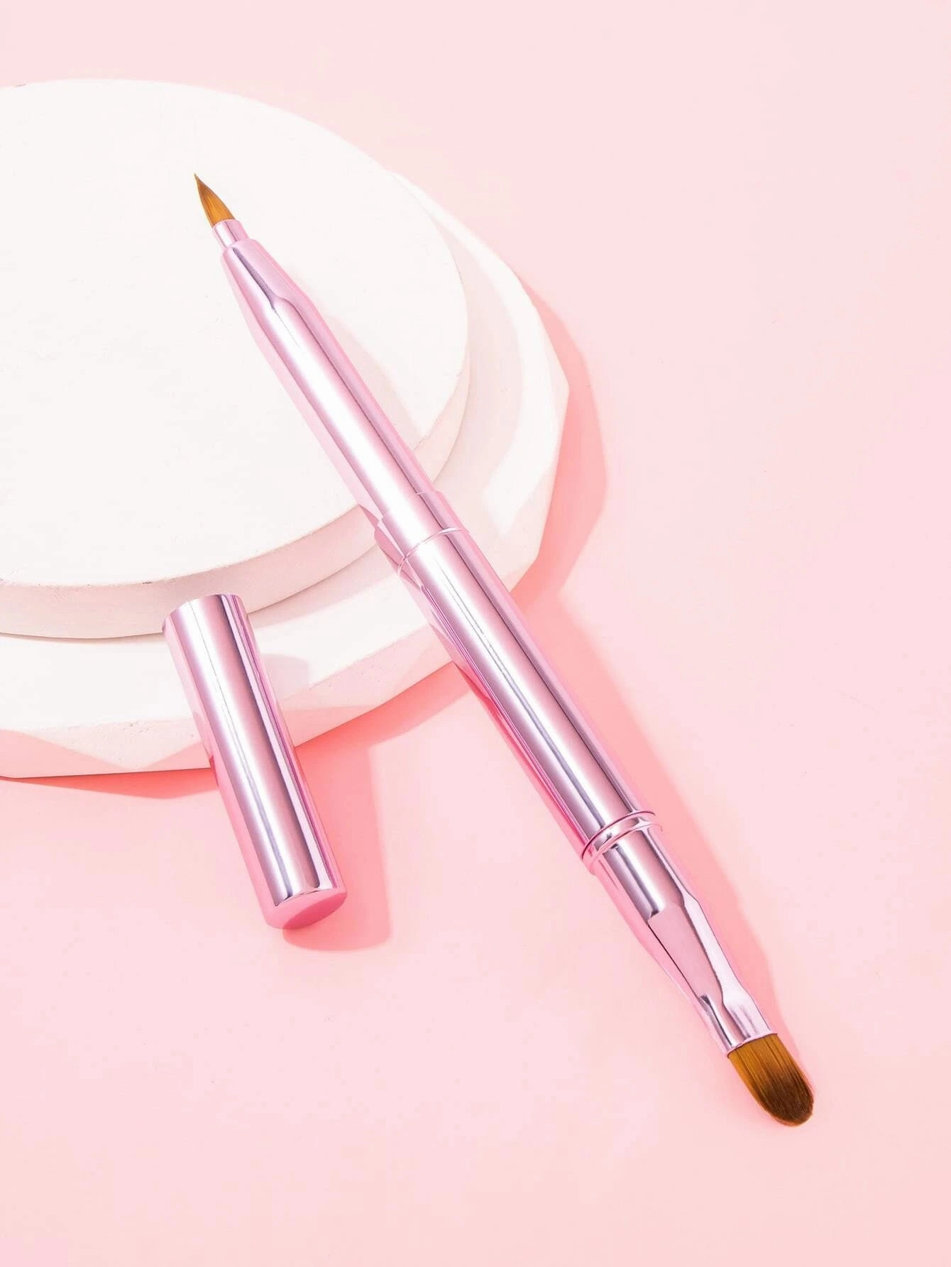Pink Retractable Dual-Ended Lip Brush