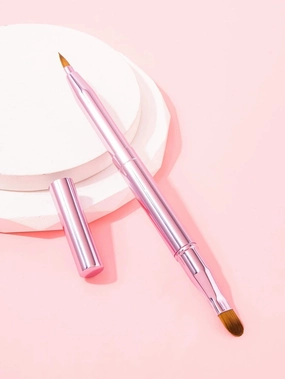 Pink Retractable Dual-Ended Lip Brush