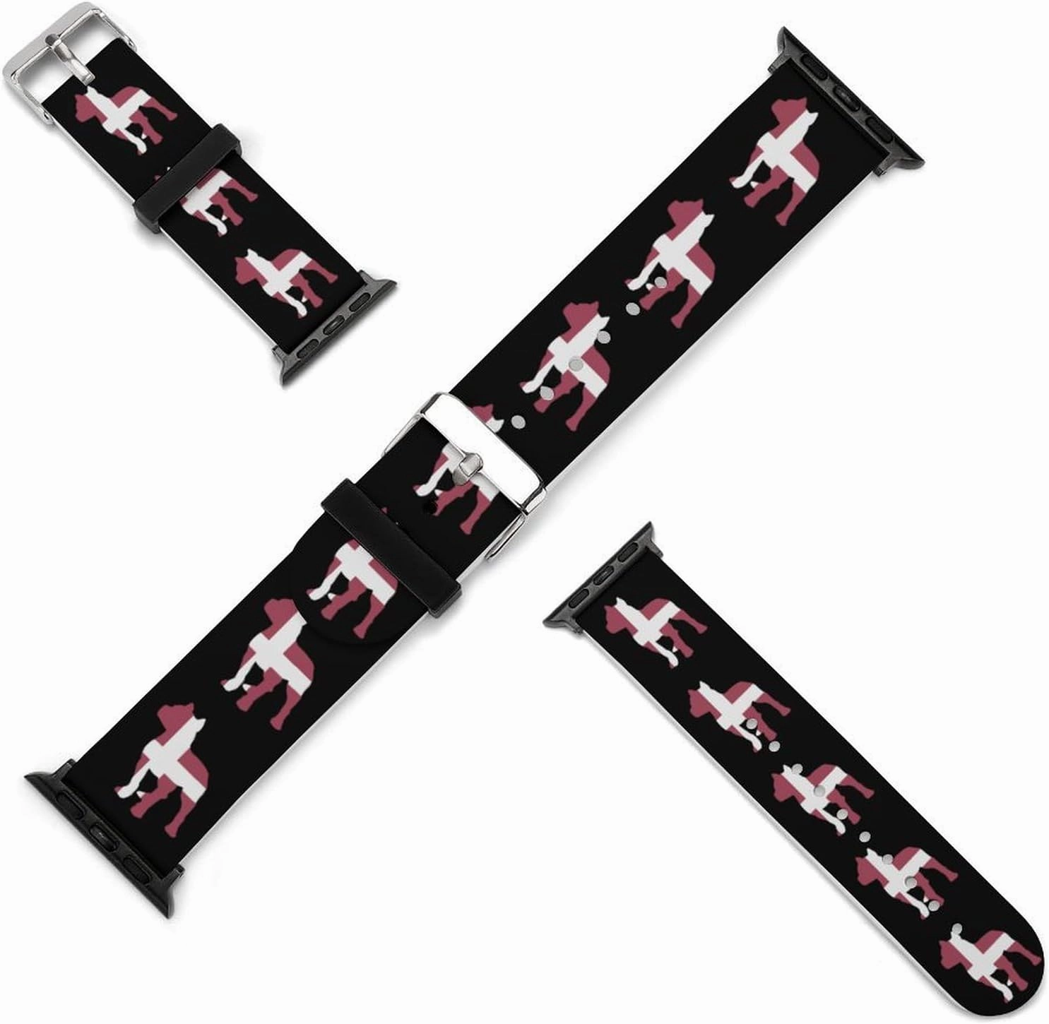 Pitbull Denmark Flag Adjustable Silicone Watchband Compatible with IWatch Classic Soft Sports Watch Strap for Men Women