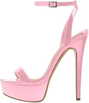 Platform Stiletto High Heels for Women, Round Open Toe Ankle Strap Sexy Heeled Sandals for Wedding Party Dress