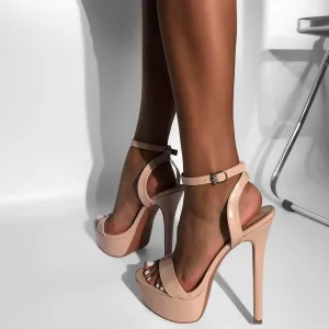 Platform Stiletto High Heels for Women, Round Open Toe Ankle Strap Sexy Heeled Sandals for Wedding Party Dress