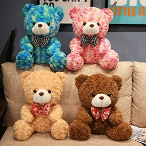 Plush Rose Bear With Bow 25cm