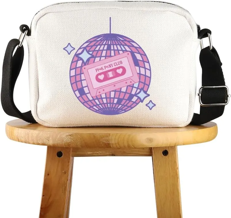 POFULL Singer Song Gift Music Lovers Gift Singer Fans Gift Pink Disco Corssbody Bag
