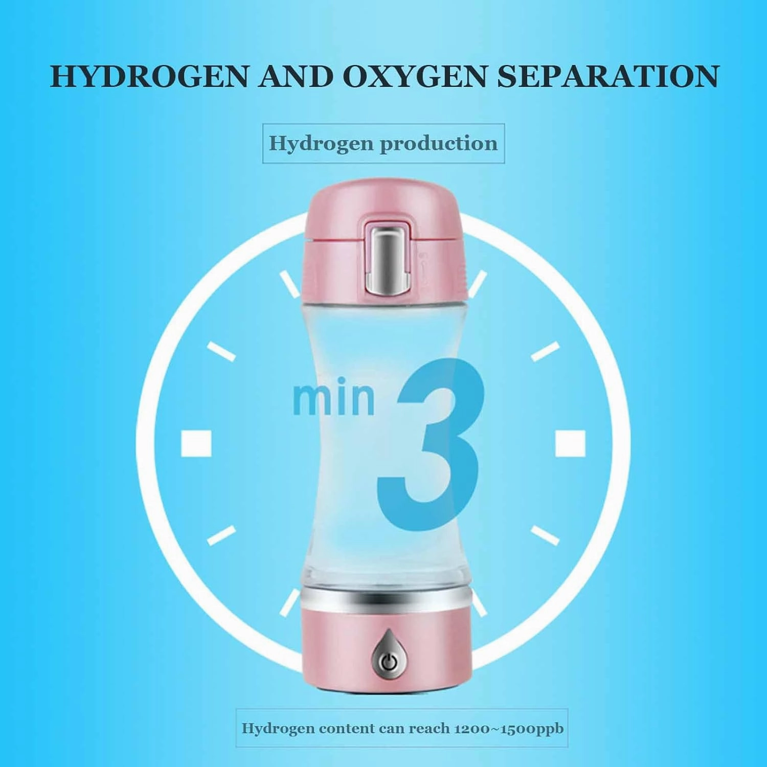 Portable Water Bottle, High Concentration Hydrogen Separation Hydrogen Rich Water Cup, Smart Purifier Bottle, USB Rechargeable Anti Aging Fitness Cup