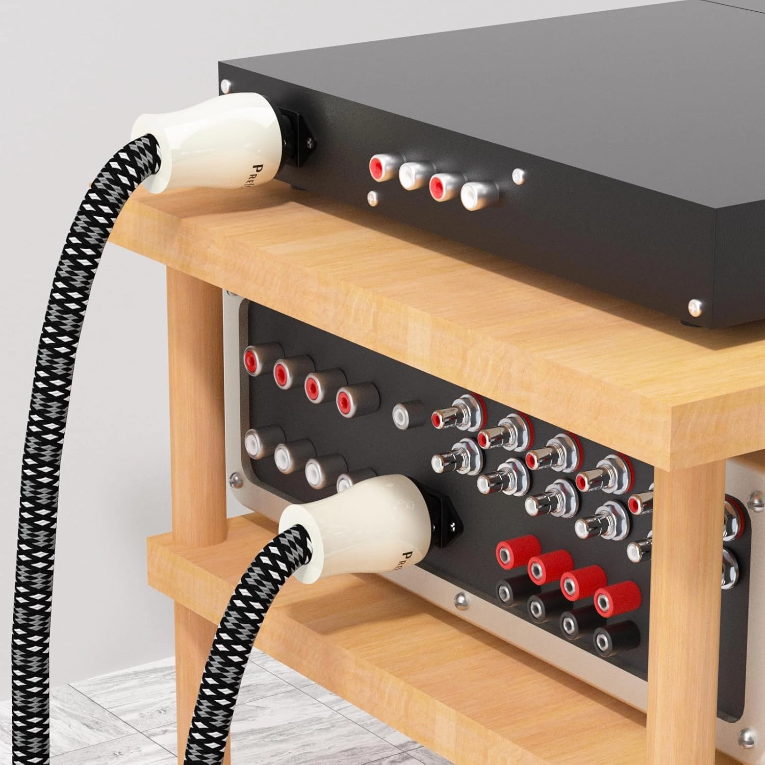 Preffair HiFi OFC Shielded Power Cord, 10 Guage AC Main Supply Cable with Gold Plated US-C15 Connectors, 125V/15A for Speaker, Subwoofer, Turntable, AMP, DAC. (Gold Plated 10AWG, 1.0M / 3.3 Feet)