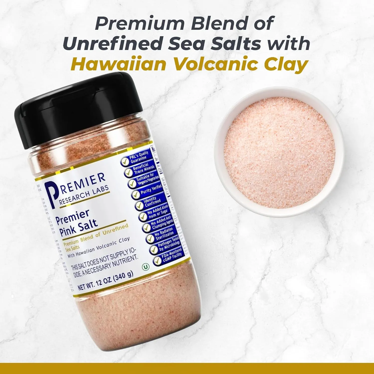 Premier Research Labs Pink Salt – Hawaiian Red Alaea Sea Salt Blend for Food, Cooking, and Eating – Flaky, Unrefined, and Additive-Free, 12 oz