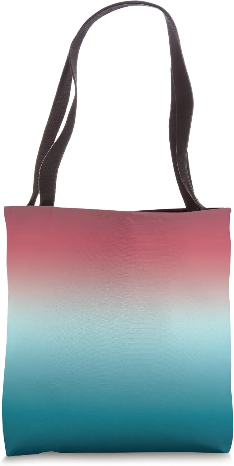 Pretty Ombre Reddish Pink & Teal Blue Color Gradient Tote Bag