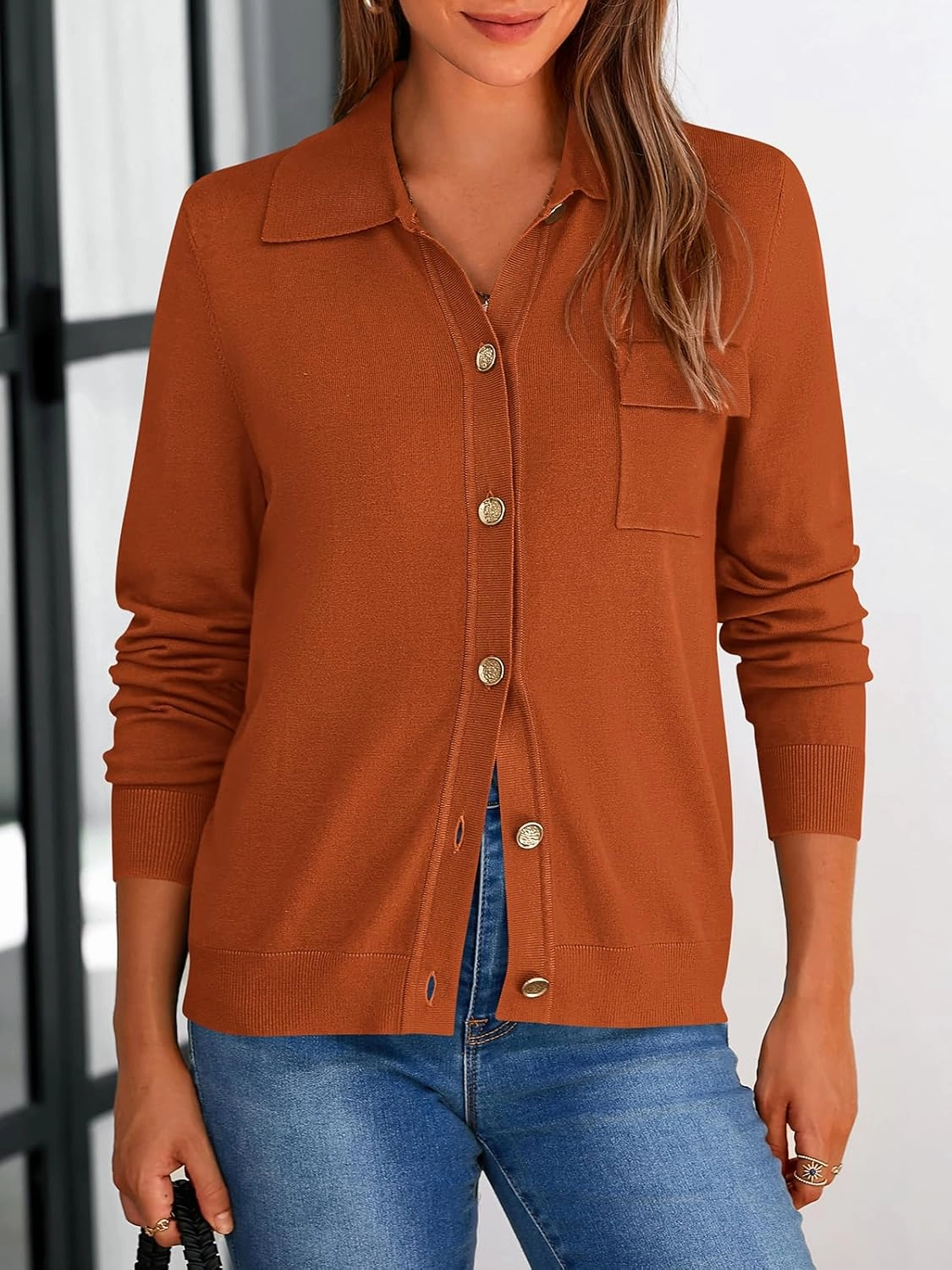 PRETTYGARDEN Women's 2025 Spring Long Sleeve Knitted Button Down Shirts Lightweight Cardigan for Women Dressy Casual Tops