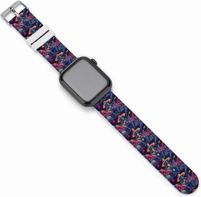 Psychedelics Aliens Guitar Player Adjustable Silicone Watchband Compatible with IWatch Classic Soft Sports Watch Strap for Men Women