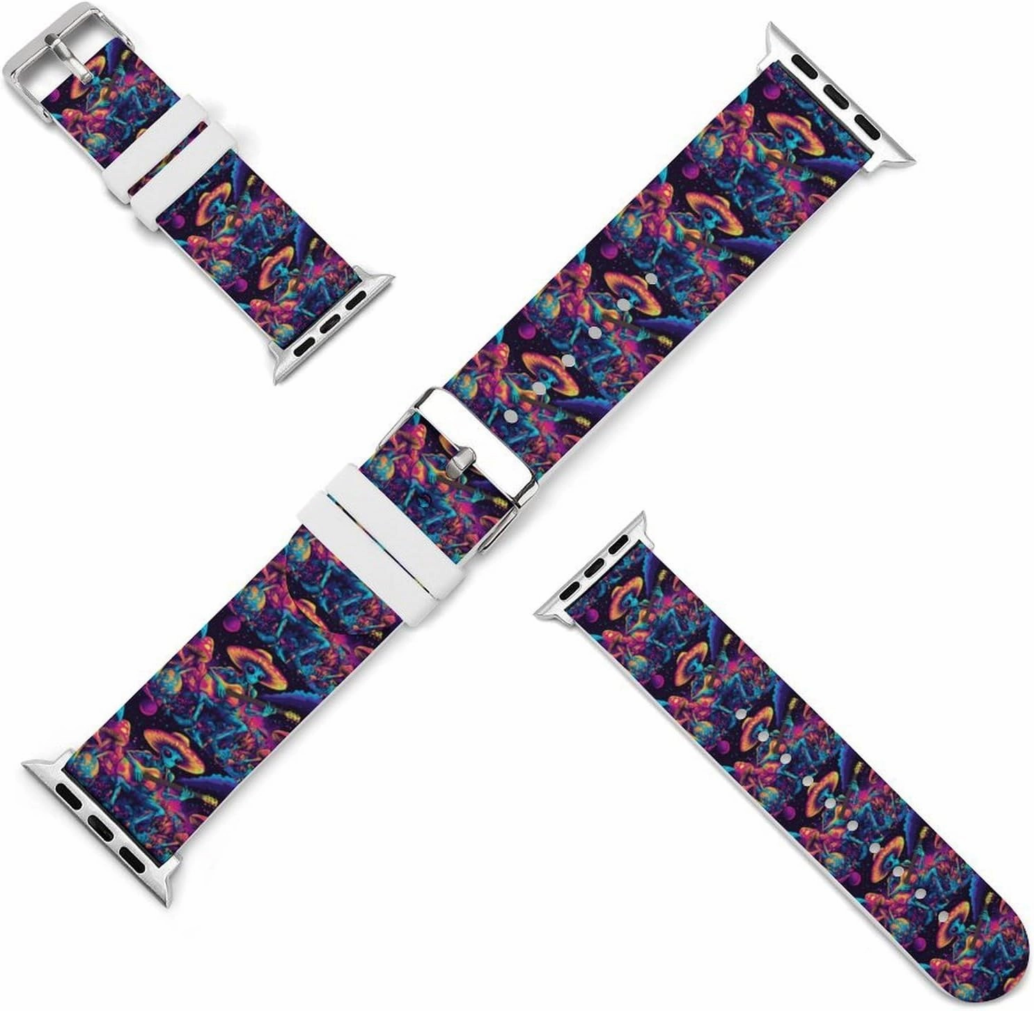 Psychedelics Aliens Guitar Player Adjustable Silicone Watchband Compatible with IWatch Classic Soft Sports Watch Strap for Men Women