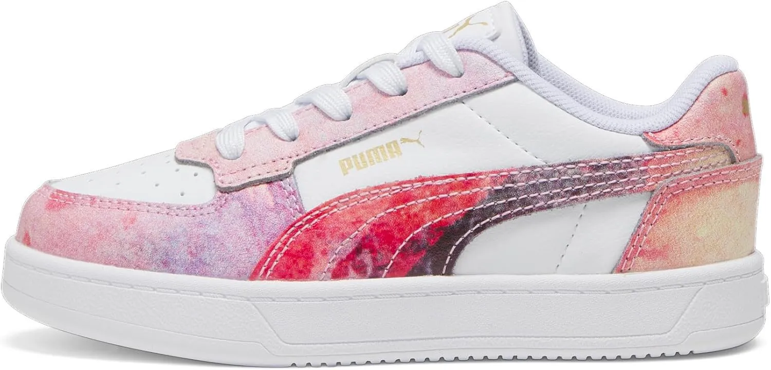 PUMA Caven Sneaker, White-Pink Lilac Team Gold, 1 US Unisex Little Kid