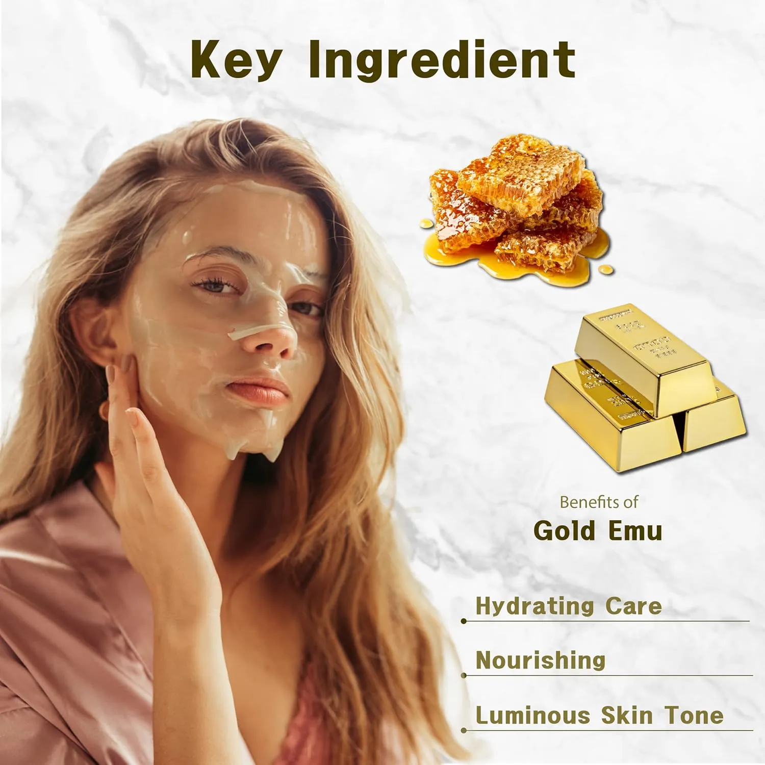Purederm Gold Emu Hydro Pure Gel Mask (5 Pack) Hydrogel Face Mask for Nourishing & Revitalizing