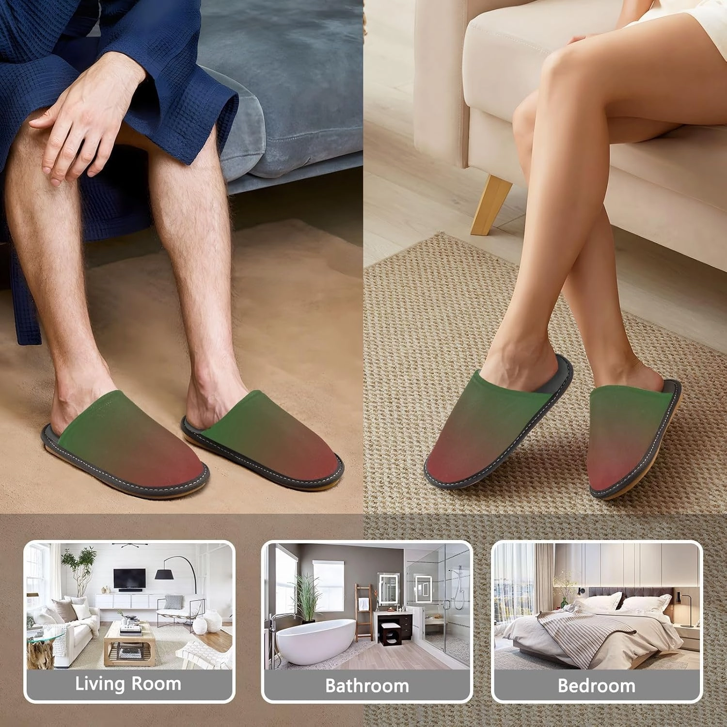 Purple Rose Gradient House Slippers for Women Men Non-Slip Cute Slippers