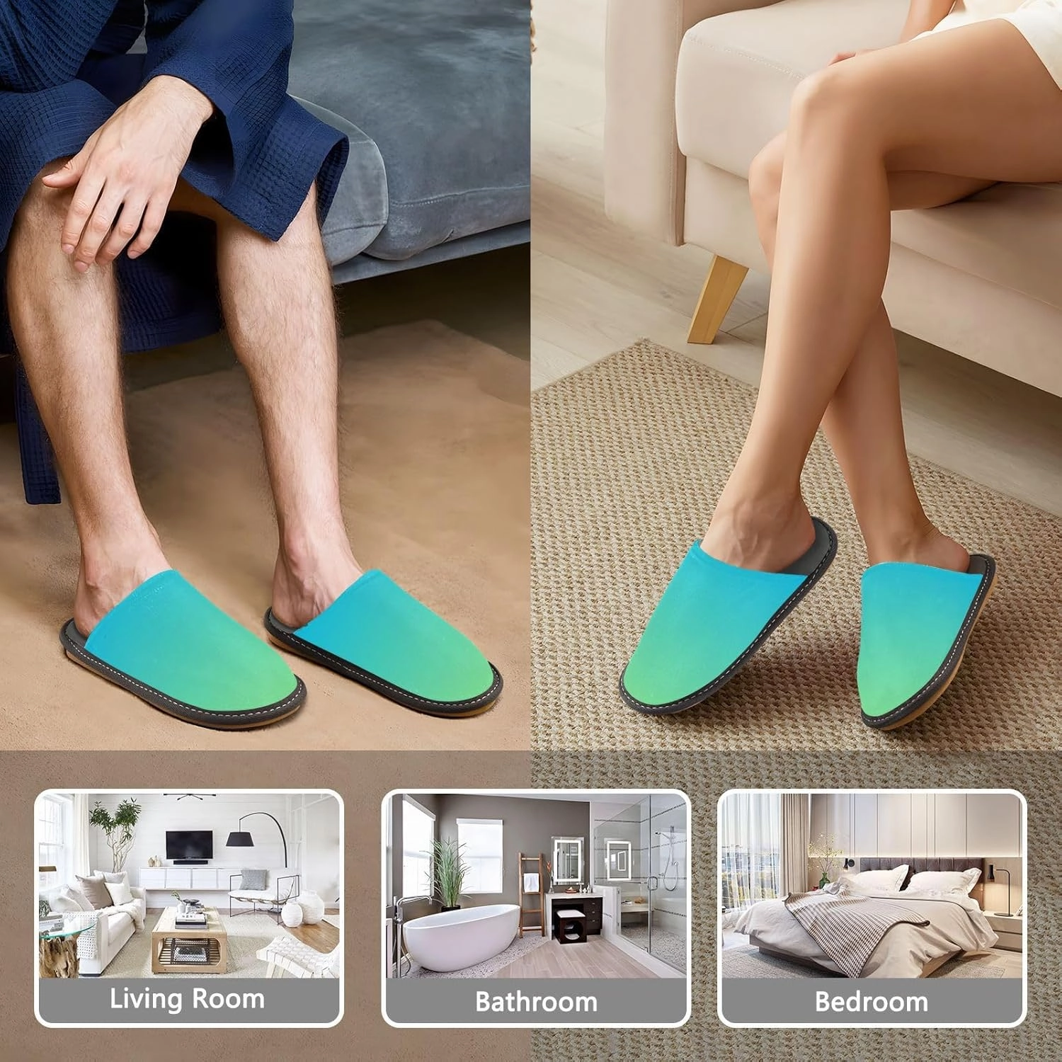 Purple Rose Gradient House Slippers for Women Men Non-Slip Cute Slippers