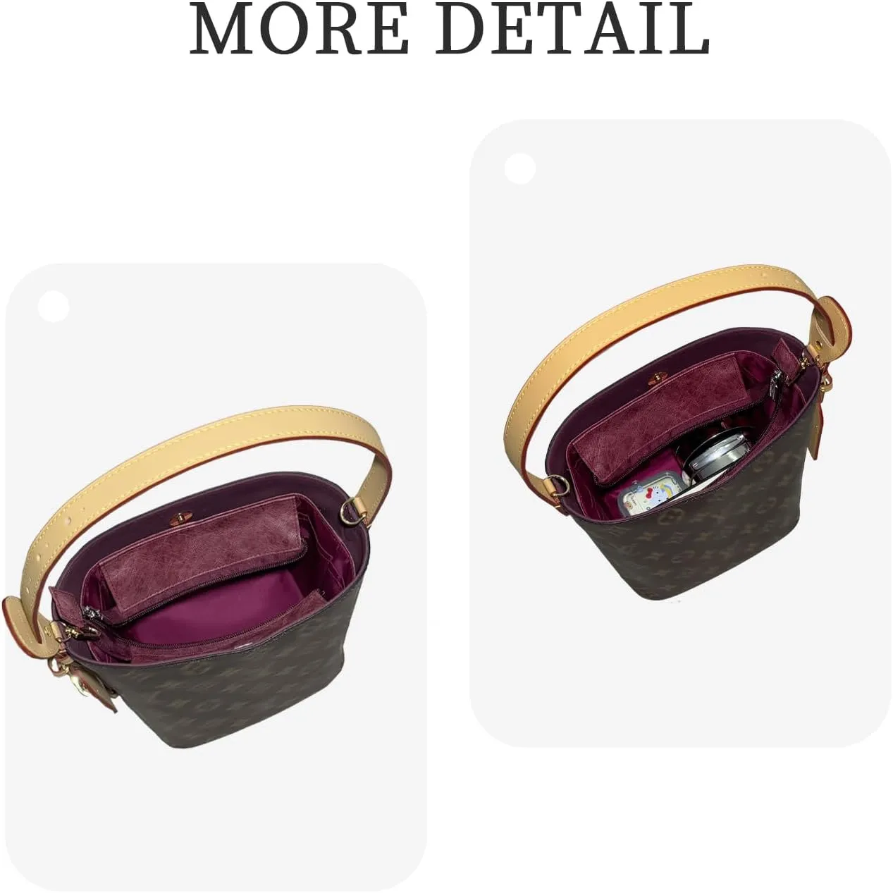 Purse Organizer Insert, Slim Inside Storage Bag Organizer Insert Fit for LV All In BB Bucket Bag Lightweight Inside Storage Pouch (Style-02, BB)