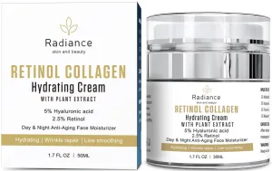 RADIANCE All Natural Retinol Intense Cream for Face Retinol Cream For Face Moisturizer Anti-Aging Face Moisturizer Wrinkle Repair cream with Collagen and Hyaluronic Acid Korean Formula All Skin