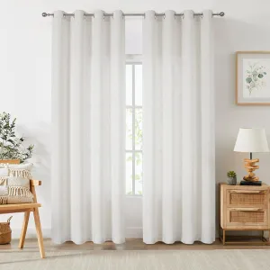 Randall Cream White Linen Semi Sheer Curtain Panels 95 Inches Long with Grommet Top Rustic Farmhouse Window Treatment Drapery for Bedroom Living Room, 54"x95"x2, Cream White/Linen