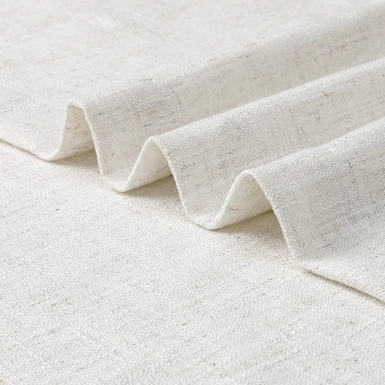 Randall Cream White Linen Semi Sheer Curtain Panels 95 Inches Long with Grommet Top Rustic Farmhouse Window Treatment Drapery for Bedroom Living Room, 54"x95"x2, Cream White/Linen