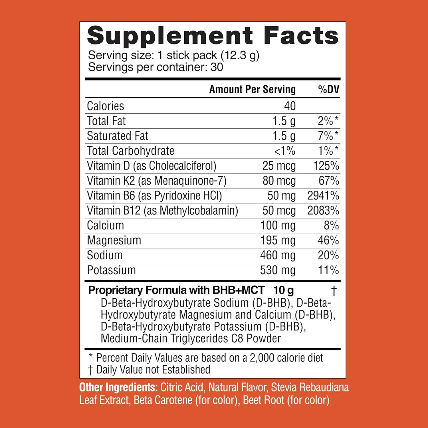 Real Ketones MCT & BHB Exogenous Ketones Drink Mix Packets Elevate Keto Electrolytes Powder Packets No Sugar with 4 Main Electrolytes Plus Hydrating Proprietary Keto BHB - 30 Pack Orange
