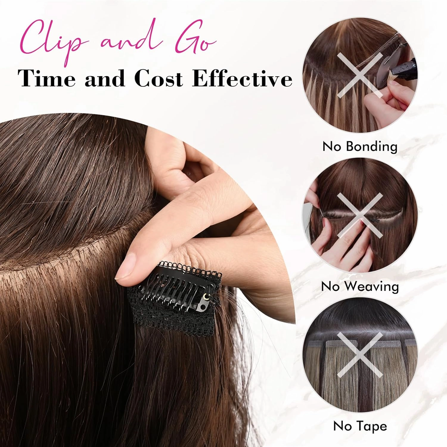 REECHO Clip in Hair Extensions, 4PCS Blonde Hair Extensions 24" Thick Long Beach Waves hair extensions HE003 Invisible Lace Weft Natural Soft Hairpieces for Women – Natural Blonde