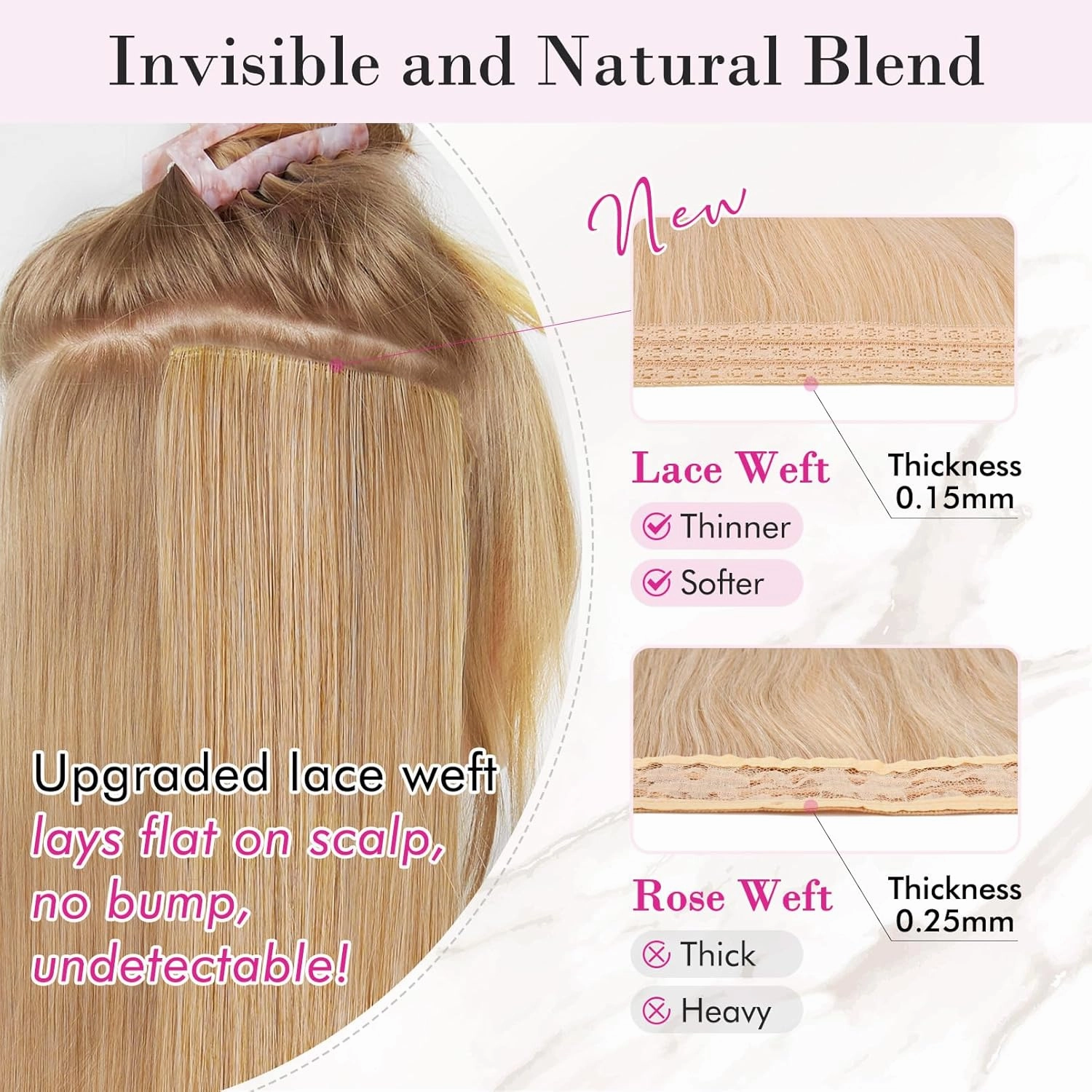 REECHO Hair Extensions, 4PCS Clip in Hair Extensions 24" Thick Long Beach Waves Black hair extensions HE003 Invisible Lace Weft Natural Soft Synthetic Hairpieces for Women – Black