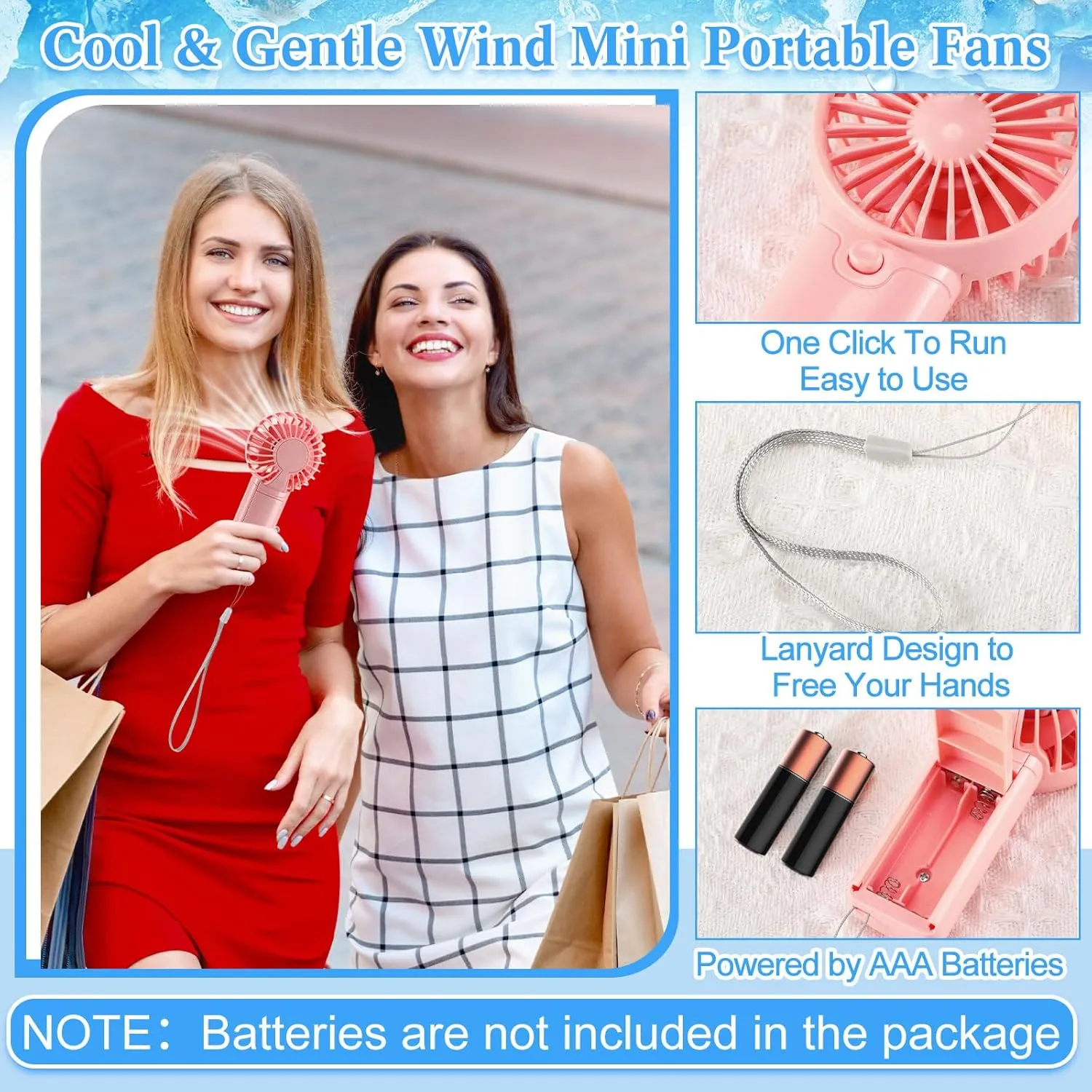Retisee 24 Pcs Cooling Towel Mini Portable Fan Set 32 x 12 Inch Ice Towel Chilly Handheld Battery Powered Fan Cooling Sport Gifts for Travel Makeup Yoga Camping Running Summer(Classic,Multicolor)