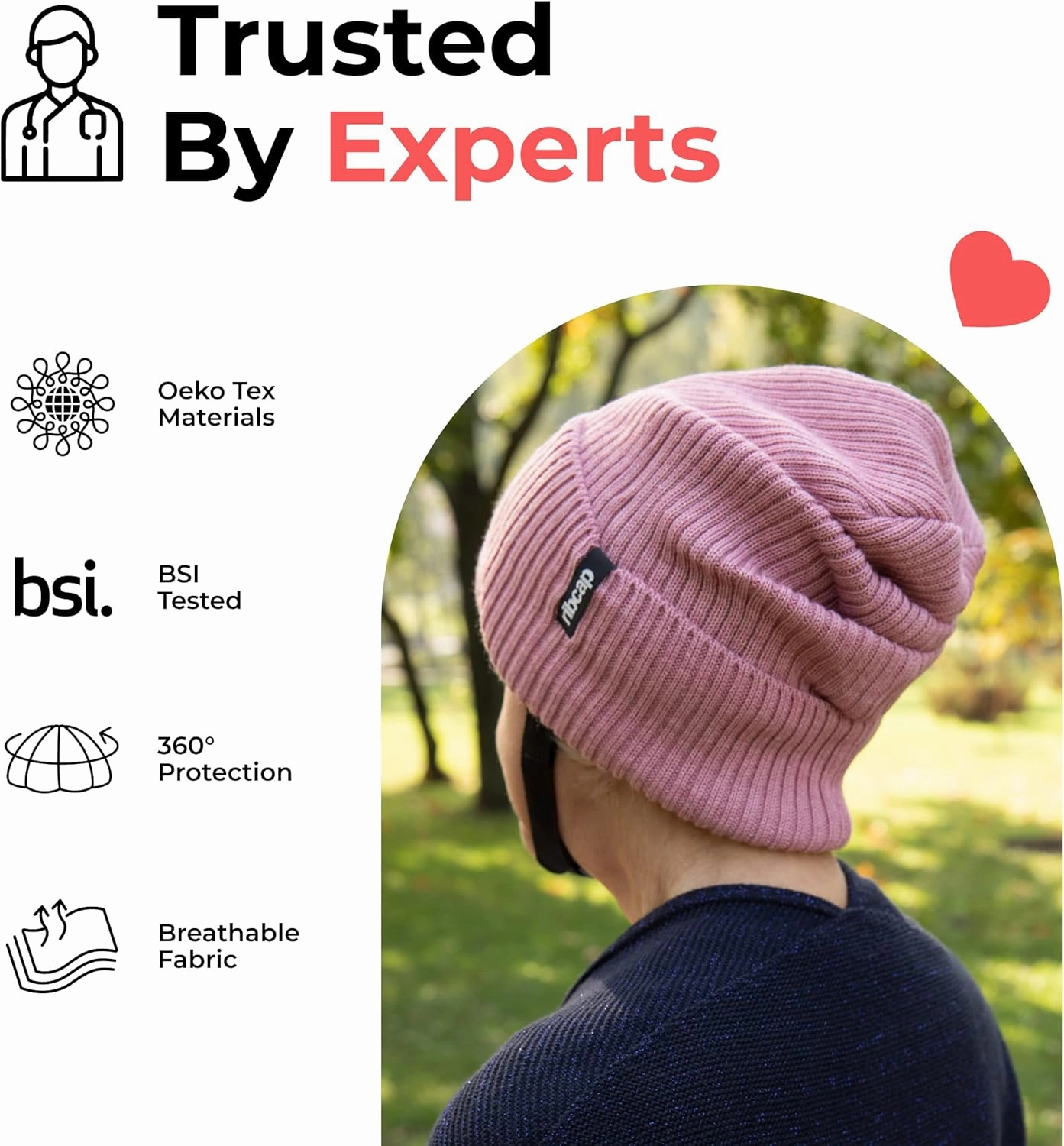 Ribcap Lenny Medical Grade Protective Helmet | Rose | Small (Head Circumference 21-22") | Soft Helmet for Epilepsy | Protective Helmet for Seizures | Fashionable and No Stigma