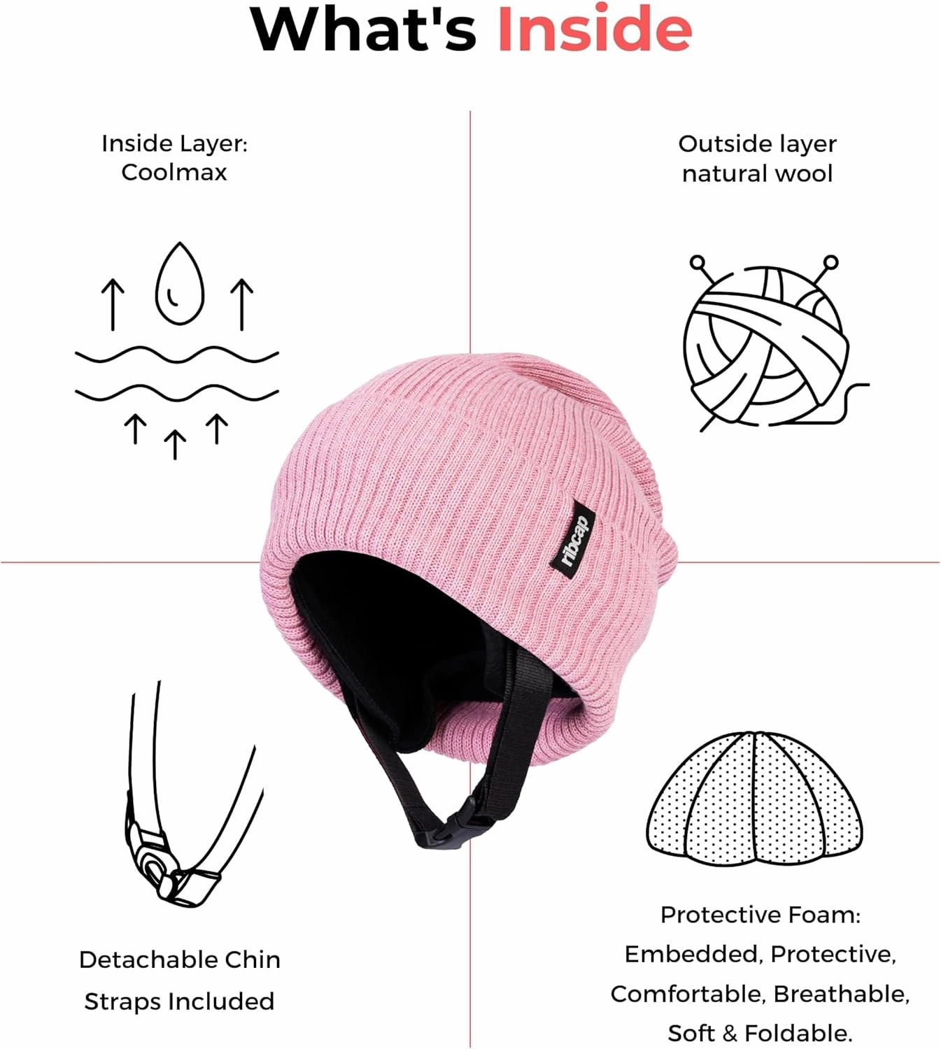 Ribcap Lenny Medical Grade Protective Helmet | Rose | Small (Head Circumference 21-22") | Soft Helmet for Epilepsy | Protective Helmet for Seizures | Fashionable and No Stigma