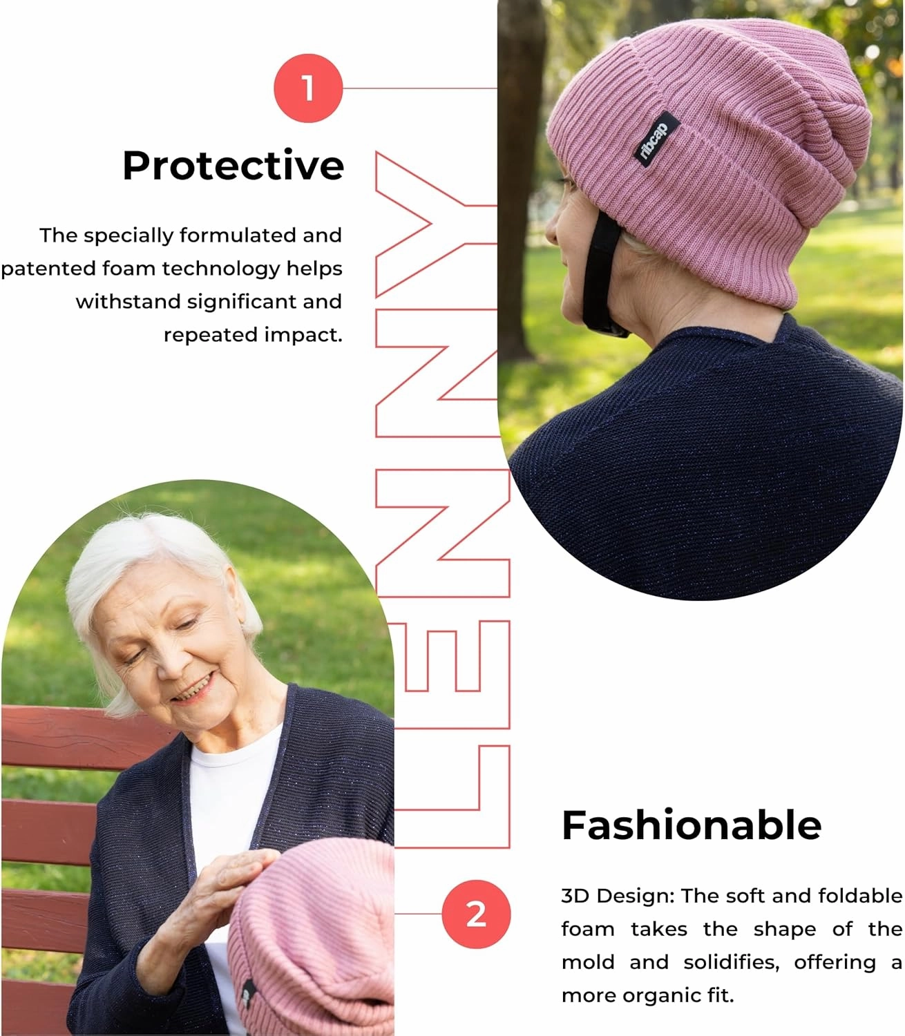 Ribcap Lenny Medical Grade Protective Helmet | Rose | Small (Head Circumference 21-22") | Soft Helmet for Epilepsy | Protective Helmet for Seizures | Fashionable and No Stigma
