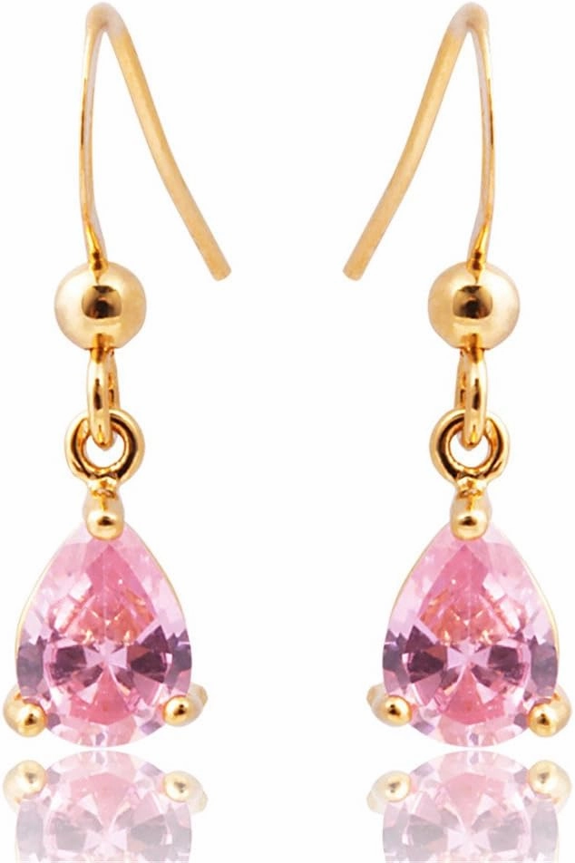 RIZILIA Pink Sapphire Jewelry Set - Engagement Ring & Dangle Earrings