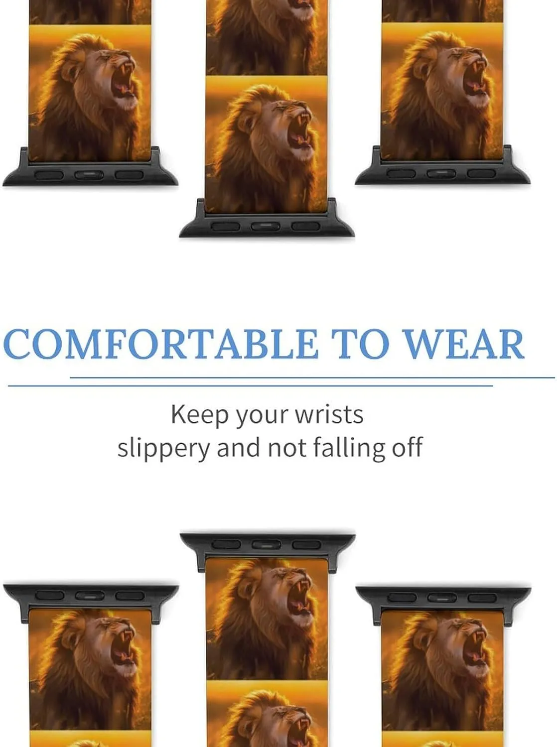 Roaring Lion Adjustable Silicone Watchband Compatible with IWatch Classic Soft Sports Watch Strap for Men Women