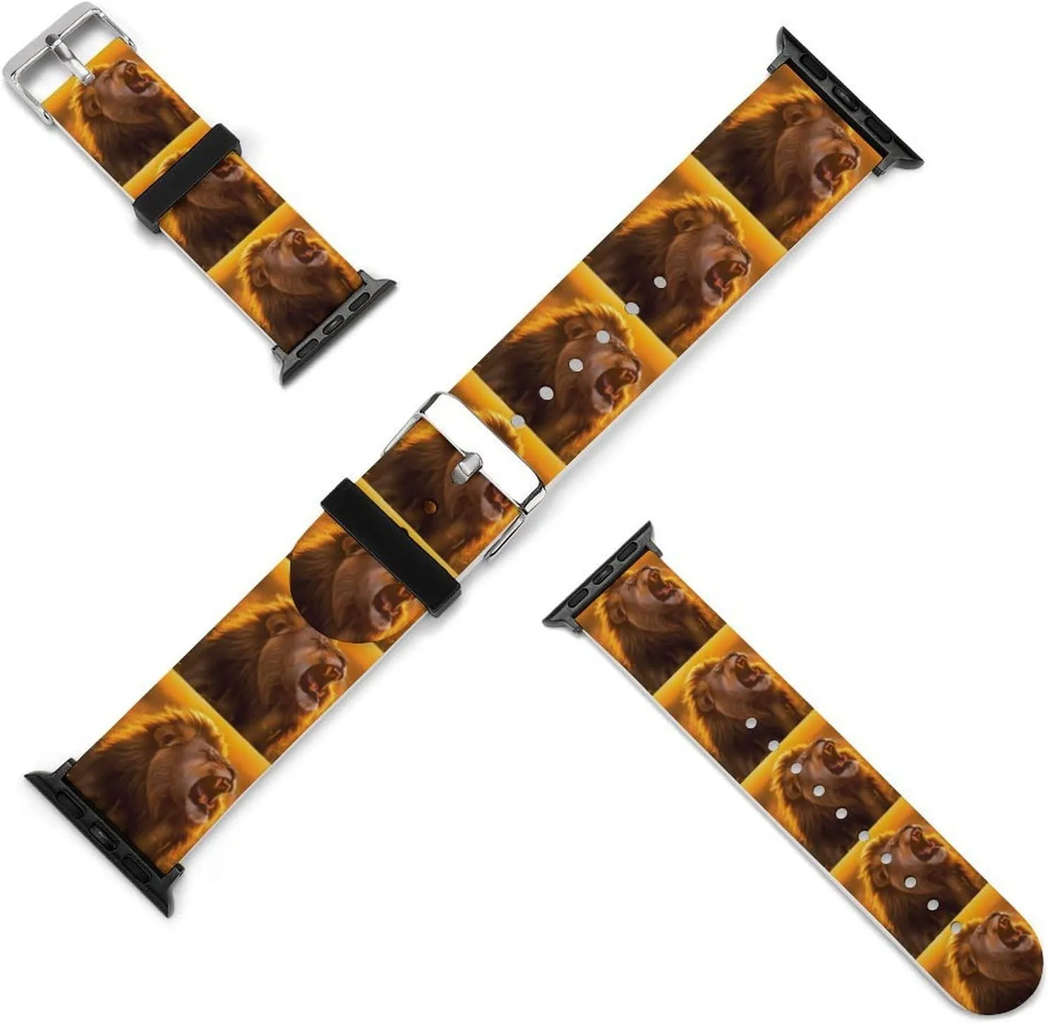 Roaring Lion Adjustable Silicone Watchband Compatible with IWatch Classic Soft Sports Watch Strap for Men Women