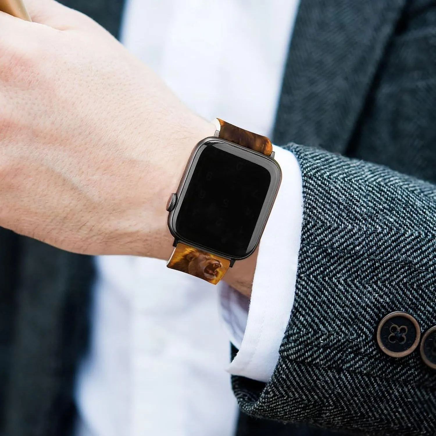 Roaring Lion Adjustable Silicone Watchband Compatible with IWatch Classic Soft Sports Watch Strap for Men Women