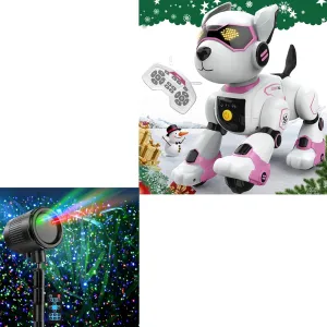 Robot Dog Toy for Kids, Programmable Remote Control Robot Puppy with Voice & Touch Sensors, Dancing & Singing, Animal Sound Imitation, Smart Stunt Robot Pet, Interactive Robotic Dog for Kids (Pink)