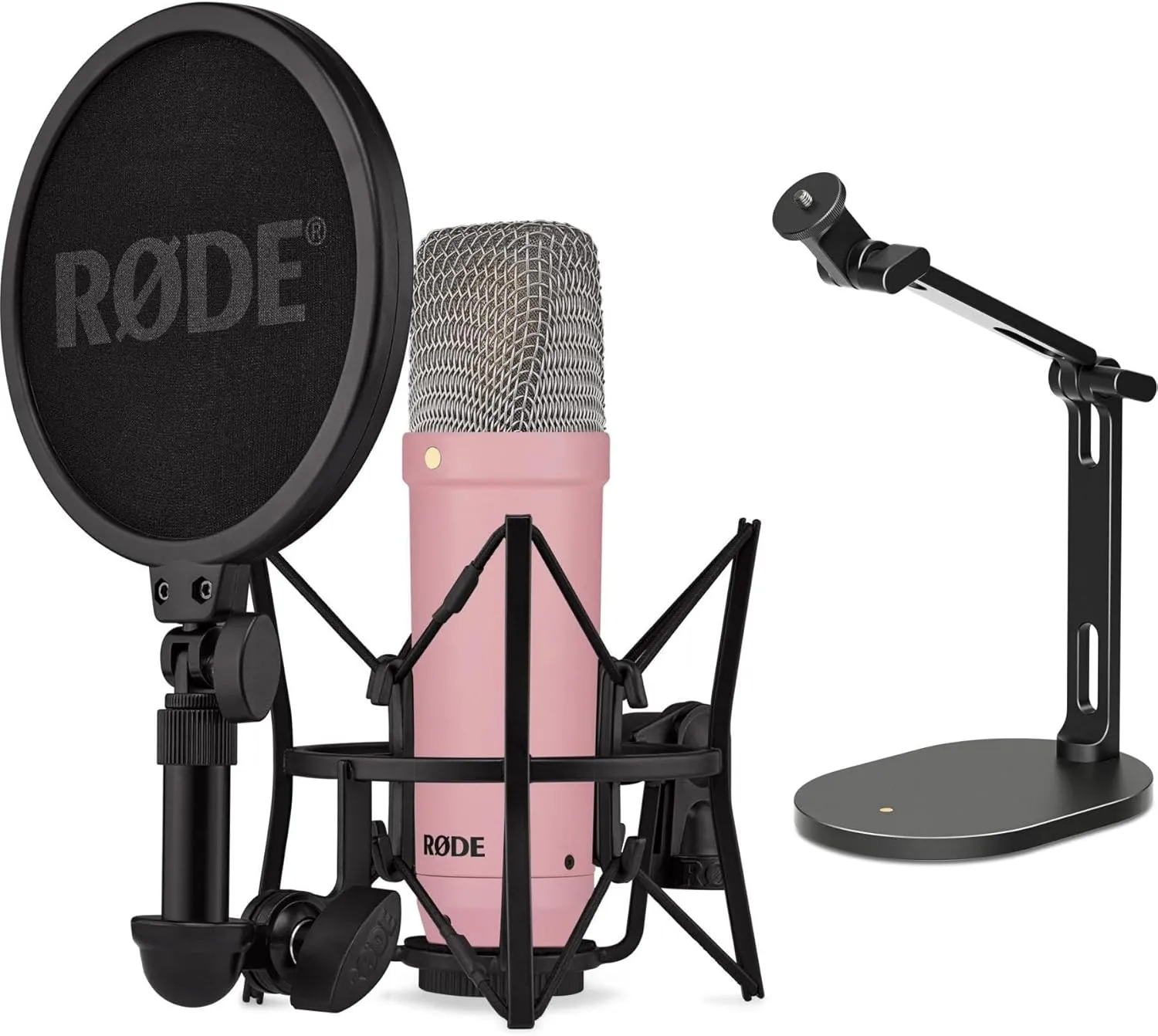Rode NT1 Signature Series Condenser Microphone with Desk Stand - Pink