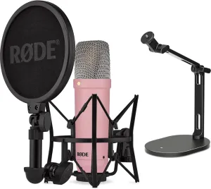 Rode NT1 Signature Series Condenser Microphone with Desk Stand - Pink